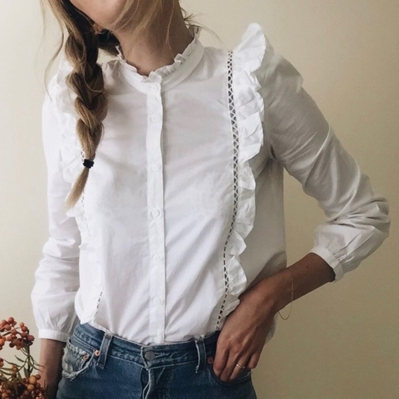 Topshop Tops - Topshop white ruffle blouse